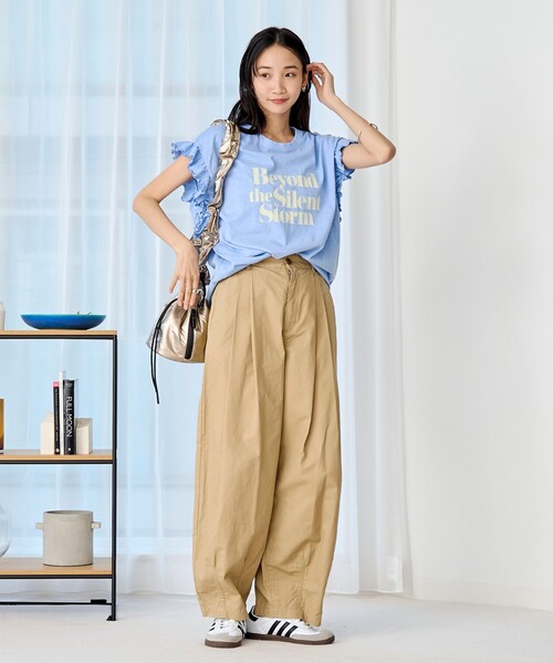 coen(コーエン)の「ピグメントアソートフリルTシャツ(Tシャツ/カットソー・レディース・その他1/コバルトブルー/オフホワイト/ダークグレー/ナチュラル/クリーム・M/L)」の16枚目の写真