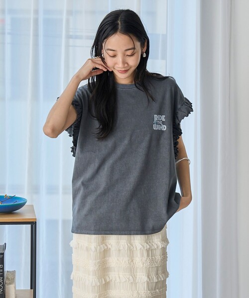 coen(コーエン)の「ピグメントアソートフリルTシャツ(Tシャツ/カットソー・レディース・その他1/コバルトブルー/オフホワイト/ダークグレー/ナチュラル/クリーム・M/L)」の17枚目の写真