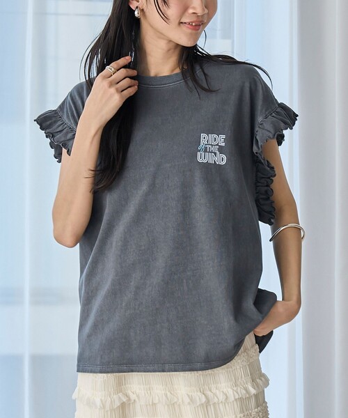 coen(コーエン)の「ピグメントアソートフリルTシャツ(Tシャツ/カットソー・レディース・その他1/コバルトブルー/オフホワイト/ダークグレー/ナチュラル/クリーム・M/L)」の20枚目の写真