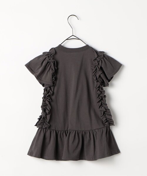 p.premier（ピードットプルミエ）の「【ジュニア対応】サイドフリルTシャツワンピース（ワンピース・キッズ・チャコール/グリーン/ブラウン/アイボリー・140/130/120/110/100/90/80）」の7枚目の写真