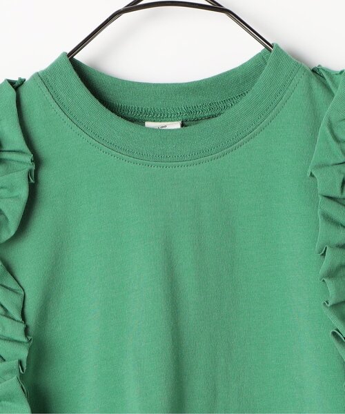 p.premier（ピードットプルミエ）の「【ジュニア対応】サイドフリルTシャツワンピース（ワンピース・キッズ・チャコール/グリーン/ブラウン/アイボリー・140/130/120/110/100/90/80）」の10枚目の写真