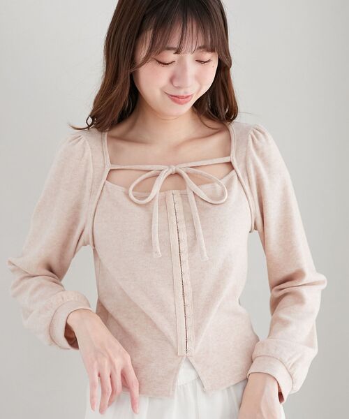 MAJESTIC LEGON(マジェスティックレゴン)の「フロントホックトップス(Tシャツ/カットソー・レディース・アイボリー/グレー/ピンク/ブラック・MEDIUM)」の15枚目の写真