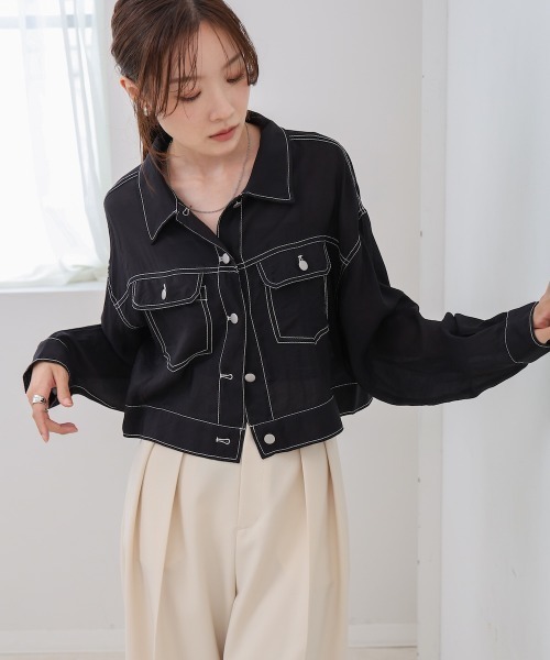 【DouDou】シアーシャツブルゾン （black） シアーシャツブルゾン | DOUDOU(ドゥドゥ)レディース | PAL