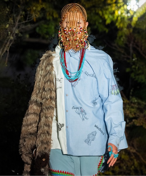 amok(アモク)の「HAND PAINTING MONSTER SHIRT(シャツ/ブラウス・メンズ・ホワイト/ブルー・S/M/L)」の2枚目の写真