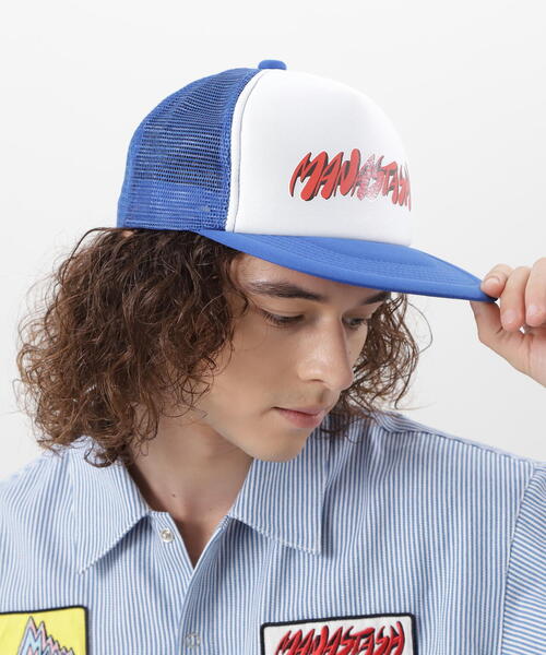 MANASTASH（マナスタッシュ）の「MANASTASH/マナスタッシュ/SWOOSH LOGO MESH TRUCKER/キャップ（キャップ・メンズ・ブラック/ブルー・F）」の2枚目の写真