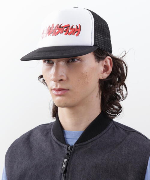 MANASTASH（マナスタッシュ）の「MANASTASH/マナスタッシュ/SWOOSH LOGO MESH TRUCKER/キャップ（キャップ・メンズ・ブラック/ブルー・F）」の3枚目の写真