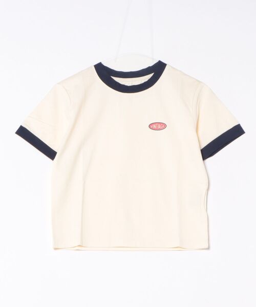 Lilamusant(リラミュゾン)の「【RS】【Lilamusant(リラミュゾン)】配色ワンポイントロゴ半袖リンガーTee(Tシャツ/カットソー・レディース・テラコッタ/ブルー/アイボリー・M/L)」の6枚目の写真