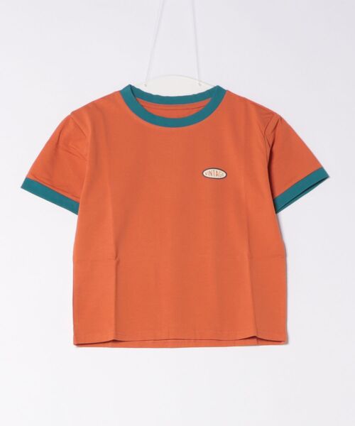 Lilamusant(リラミュゾン)の「【RS】【Lilamusant(リラミュゾン)】配色ワンポイントロゴ半袖リンガーTee(Tシャツ/カットソー・レディース・テラコッタ/ブルー/アイボリー・M/L)」の5枚目の写真