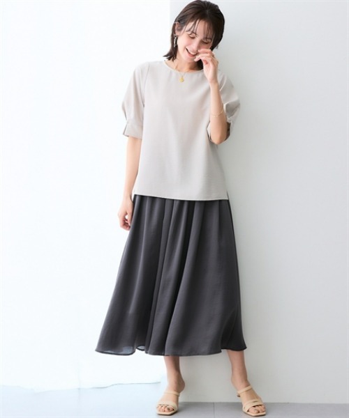 7days Life Styling(セブンデイズライフスタイリング)の「【接触冷感/UVカット】麻調合繊パール調袖タックブラウス(シャツ/ブラウス・レディース・モカ/ネイビー/グリーン/ライトベージュ・S/M/L/LL/3L/4L/5L/6L)」の22枚目の写真