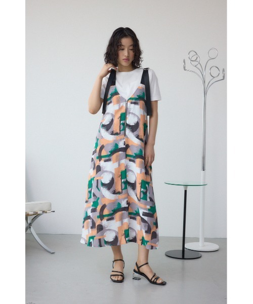 AZUL by moussy(アズールバイマウジー)の「幾何学柄フレアワンピース(ワンピース・レディース・ブラック系その他/グリーン系その他・FREE)」の10枚目の写真
