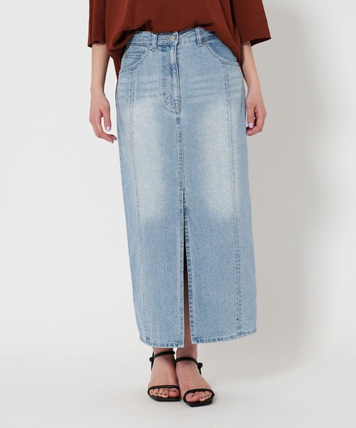 BEAUTY&YOUTH UNITED ARROWS(ビューティーアンドユースユナイテッドアローズ)の「コットンデニム フロントスリット ロングスカート(デニムスカート・レディース・ライトブルー/ブラック・M/S)」の3枚目の写真