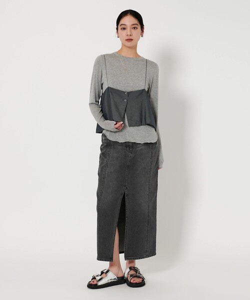 BEAUTY&YOUTH UNITED ARROWS(ビューティーアンドユースユナイテッドアローズ)の「コットンデニム フロントスリット ロングスカート(デニムスカート・レディース・ライトブルー/ブラック・M/S)」の8枚目の写真