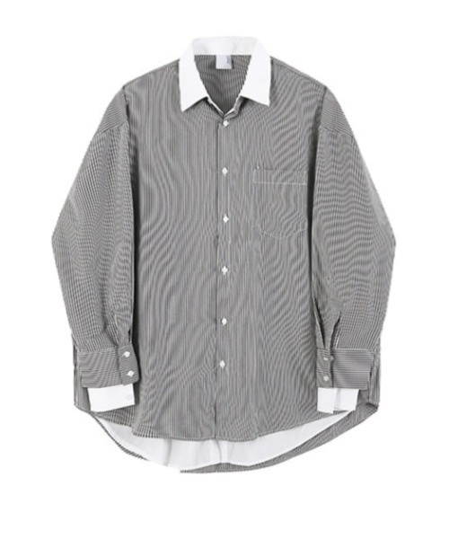 Otte(オッテ)の「ドッキングストライプシャツ(シャツ/ブラウス・メンズ・ブルー/ブラック・X-LARGE/MEDIUM/LARGE/XX-LARGE)」の3枚目の写真