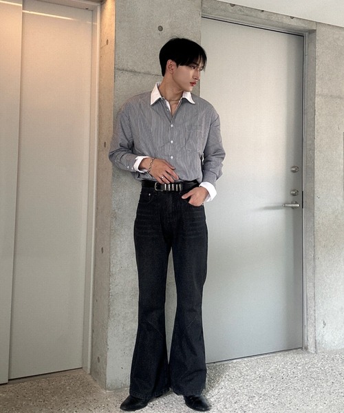 Otte(オッテ)の「ドッキングストライプシャツ(シャツ/ブラウス・メンズ・ブルー/ブラック・X-LARGE/MEDIUM/LARGE/XX-LARGE)」の6枚目の写真