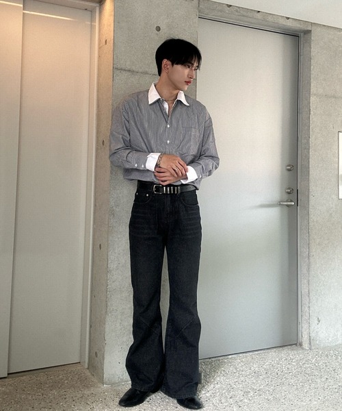 Otte(オッテ)の「ドッキングストライプシャツ(シャツ/ブラウス・メンズ・ブルー/ブラック・X-LARGE/MEDIUM/LARGE/XX-LARGE)」の7枚目の写真