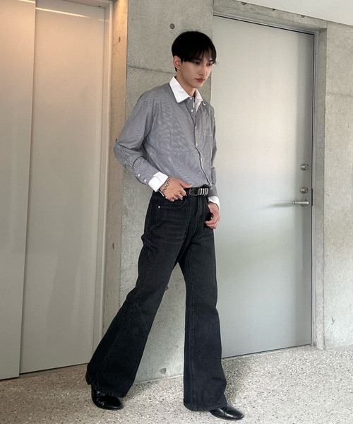 Otte(オッテ)の「ドッキングストライプシャツ(シャツ/ブラウス・メンズ・ブルー/ブラック・X-LARGE/MEDIUM/LARGE/XX-LARGE)」の8枚目の写真