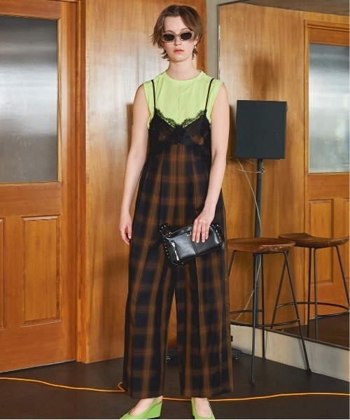 Plaid Lace Camisole All-In-One/チェックレースキャミ