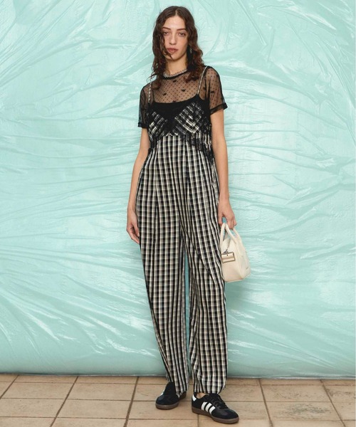 MAISON SPECIALチェック柄オールインワン MAISON SPECIAL（メゾンスペシャル）の「Plaid Lace Camisole