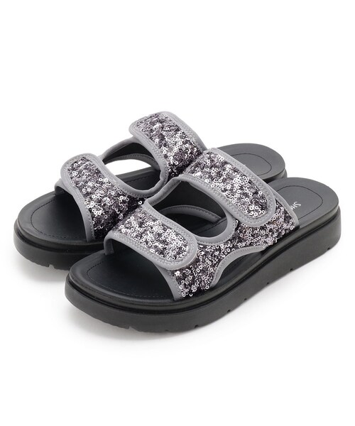 SHOO・LA・RUE(シューラルー)の「スパンコールベルトサンダル(サンダル・レディース・ブラック/シルバー/ブロンズ・45/35)」の3枚目の写真