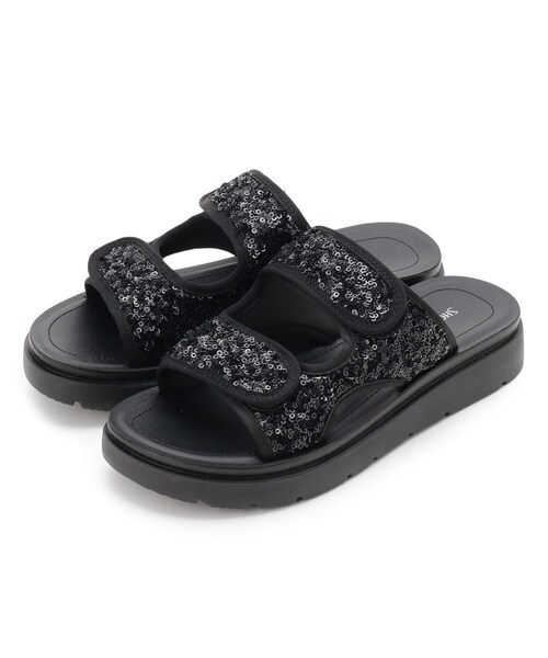 SHOO・LA・RUE(シューラルー)の「スパンコールベルトサンダル(サンダル・レディース・ブラック/シルバー/ブロンズ・45/35)」の2枚目の写真
