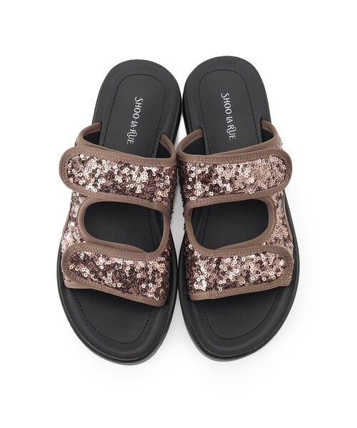 SHOO・LA・RUE(シューラルー)の「スパンコールベルトサンダル(サンダル・レディース・ブラック/シルバー/ブロンズ・45/35)」の8枚目の写真