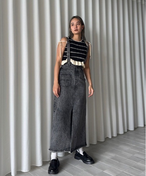 2025年 お歳暮・冬ギフト特集 MEDI INVERT SUSPENDER DENIM SKIRT（デニムスカート）｜Ameri スカート