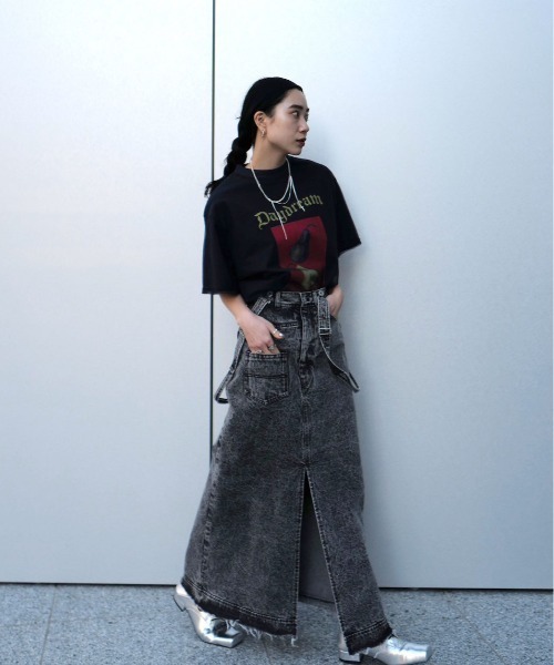 MEDI INVERT SUSPENDER DENIM SKIRT（デニムスカート）｜Ameri