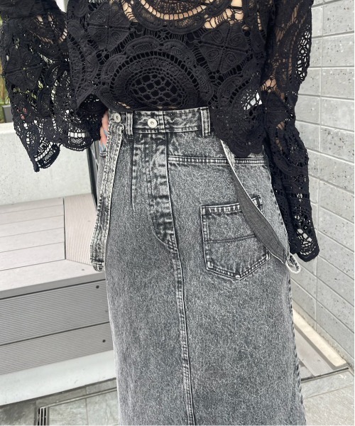 スカート amerivintage MEDI INVERT DENIM SKIRT MEDI INVERT SUSPENDER DENIM SKIRT