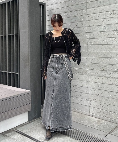 MEDI INVERT SUSPENDER DENIM SKIRT（デニムスカート）｜Ameri
