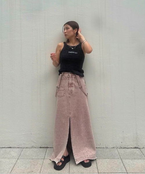 MEDI INVERT SUSPENDER DENIM SKIRT（デニムスカート）｜Ameri