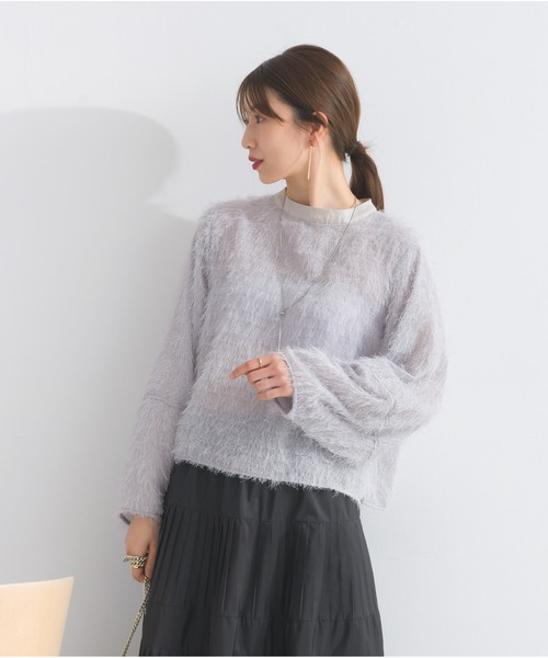 OandI（オーアンドアイ）の「フェザートップスプルオーバー（Tシャツ/カットソー・レディース・アイボリー/グレイッシュベージュ/ブラック・FREE）」の3枚目の写真