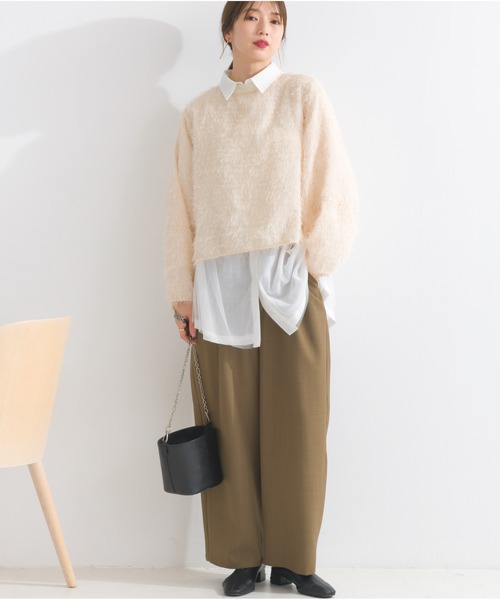 OandI（オーアンドアイ）の「フェザートップスプルオーバー（Tシャツ/カットソー・レディース・アイボリー/グレイッシュベージュ/ブラック・FREE）」の4枚目の写真