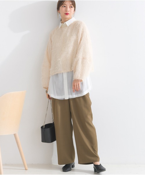OandI（オーアンドアイ）の「フェザートップスプルオーバー（Tシャツ/カットソー・レディース・アイボリー/グレイッシュベージュ/ブラック・FREE）」の5枚目の写真