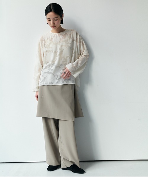Brown&Street(ブラウンアンドストリート)の「ラップレイヤードワイドパンツ(その他パンツ・レディース・ブラック/グレイッシュベージュ・FREE/L~LL)」の3枚目の写真