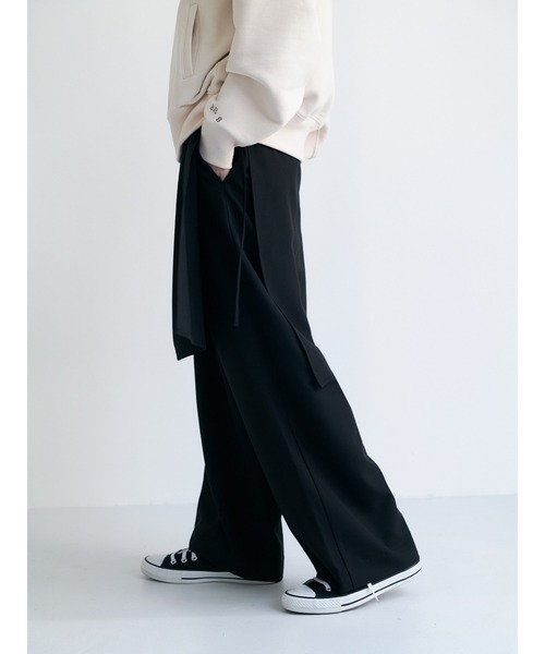 Brown&Street(ブラウンアンドストリート)の「ラップレイヤードワイドパンツ(その他パンツ・レディース・ブラック/グレイッシュベージュ・FREE/L~LL)」の13枚目の写真