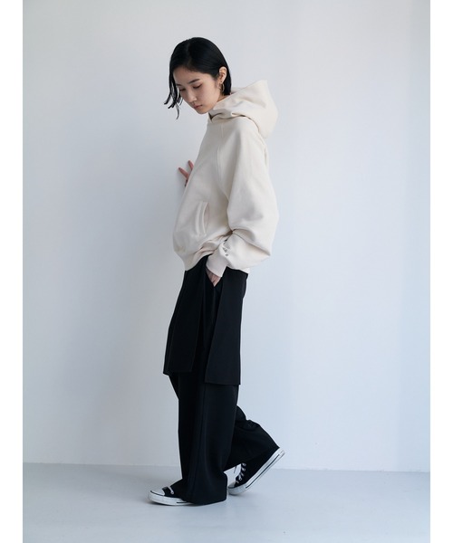 Brown&Street(ブラウンアンドストリート)の「ラップレイヤードワイドパンツ(その他パンツ・レディース・ブラック/グレイッシュベージュ・FREE/L~LL)」の16枚目の写真