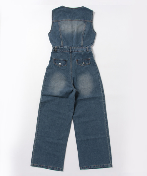 CECIL McBEE（セシルマクビー）の「Vネックデニムサロペット（サロペット/オーバーオール・レディース・サックスブルー/ブルー・MEDIUM）」の3枚目の写真