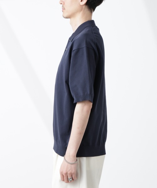 クロスクローゼット ニットポロ　半袖 サイズ2 (M) Deep Blue クロスクローゼット ニットポロ 半袖 サイズ2 (M) Deep Blue