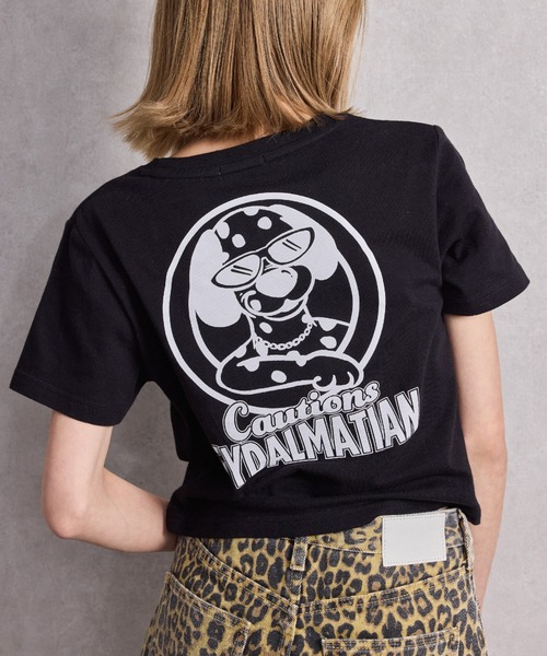 GYDA（ジェイダ）の「Cautions GYDALMATIAN ショートTシャツ（Tシャツ/カットソー・レディース・オフホワイト/ブラック/ピンク/ライム・FREE）」の3枚目の写真