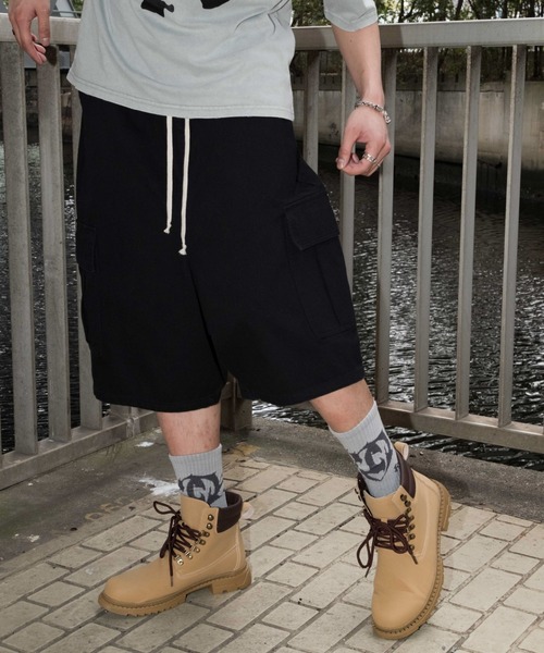 SHORT ROUND（ショートラウンド）の「SHORT ROUND/サルエルカーゴショーツ（カーゴパンツ・メンズ・ブラック・MEDIUM/LARGE）」の10枚目の写真