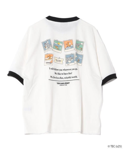 【PEDRO】リンガーTシャツ、燦きロゴ刺繍Tシャツ、トートバッグ 3点セット 公式】トムとジェリー リンガー配色バック刺繍Tシャツ（Tシャツ