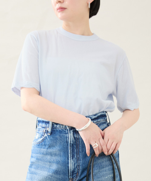ATON(エイトン)の「ATON エイトン STANDARD T-SHIRTS KKAGGM0401(Tシャツ/カットソー・レディース・ホワイト/サックスブルー/ブラック・SMALL/X-SMALL)」の3枚目の写真