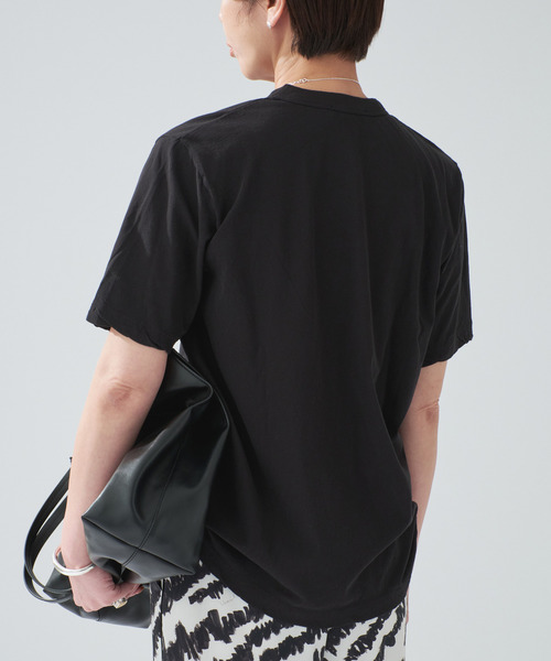 ATON(エイトン)の「ATON エイトン STANDARD T-SHIRTS KKAGGM0401(Tシャツ/カットソー・レディース・ホワイト/サックスブルー/ブラック・SMALL/X-SMALL)」の6枚目の写真