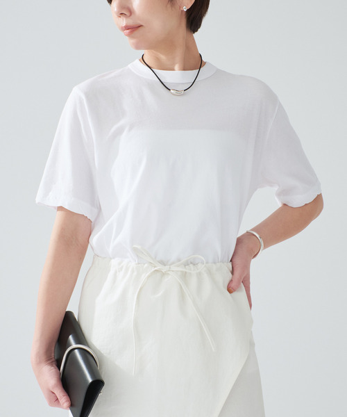 ATON(エイトン)の「ATON エイトン STANDARD T-SHIRTS KKAGGM0401(Tシャツ/カットソー・レディース・ホワイト/サックスブルー/ブラック・SMALL/X-SMALL)」の8枚目の写真