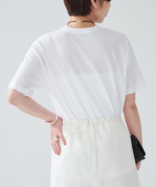 ATON(エイトン)の「ATON エイトン STANDARD T-SHIRTS KKAGGM0401(Tシャツ/カットソー・レディース・ホワイト/サックスブルー/ブラック・SMALL/X-SMALL)」の9枚目の写真