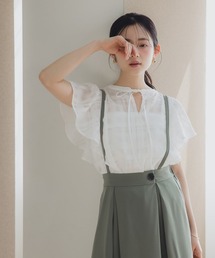 Petitjo | 小さいサイズ　リボン付きシアーチェックブラウス　低身長さん・小柄女性(シャツ/ブラウス)