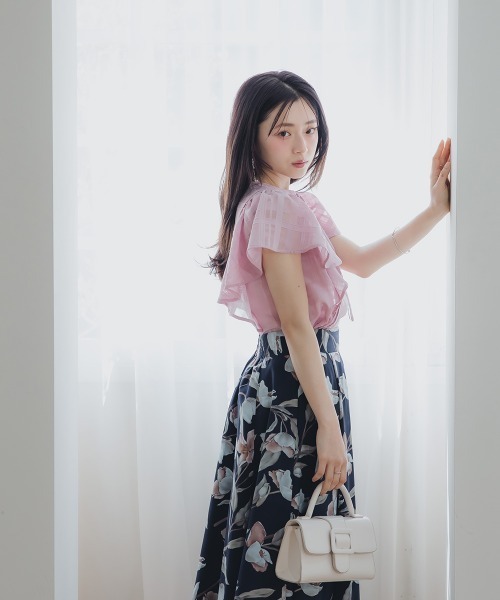 Petitjo(プッチージョ)の「小さいサイズ リボン付きシアーチェックブラウス 低身長さん・小柄女性(シャツ/ブラウス・レディース・ピンク/ホワイト・PSS/PS/PM/PL)」の11枚目の写真