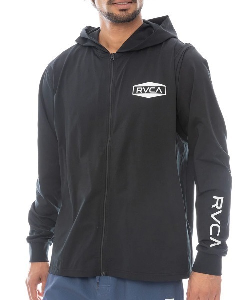 【RVCA/ルーカ】25SSILL RVCA HEX BOX SFHD/水陸両用バックプリント長袖ジップアップパーカーラッシュガード(水着)