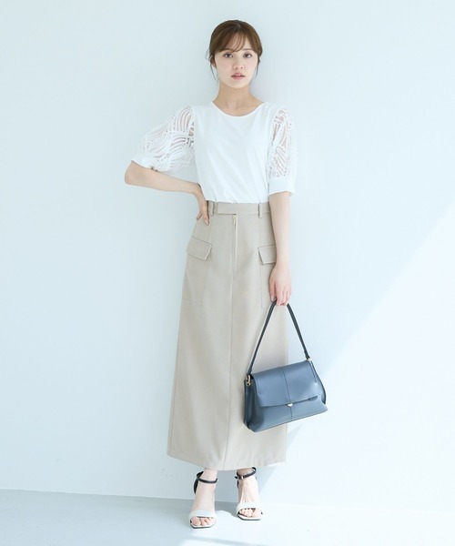 Andemiu（アンデミュウ）の「コードレーススリーブカットソー498170（Tシャツ/カットソー・レディース・オフホワイト/ブラック・FREE）」の8枚目の写真