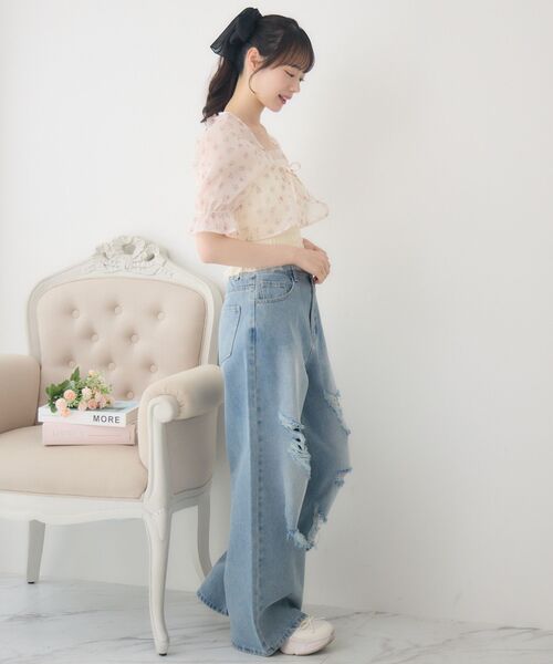 ems excite（エムズエキサイト）の「【セットアイテム】フロントリボンボレロSET（シャツ/ブラウス・レディース・ブルー系その他/ホワイト系その他/ピンク系その他・FREE）」の6枚目の写真